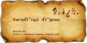 Varsányi Ágnes névjegykártya